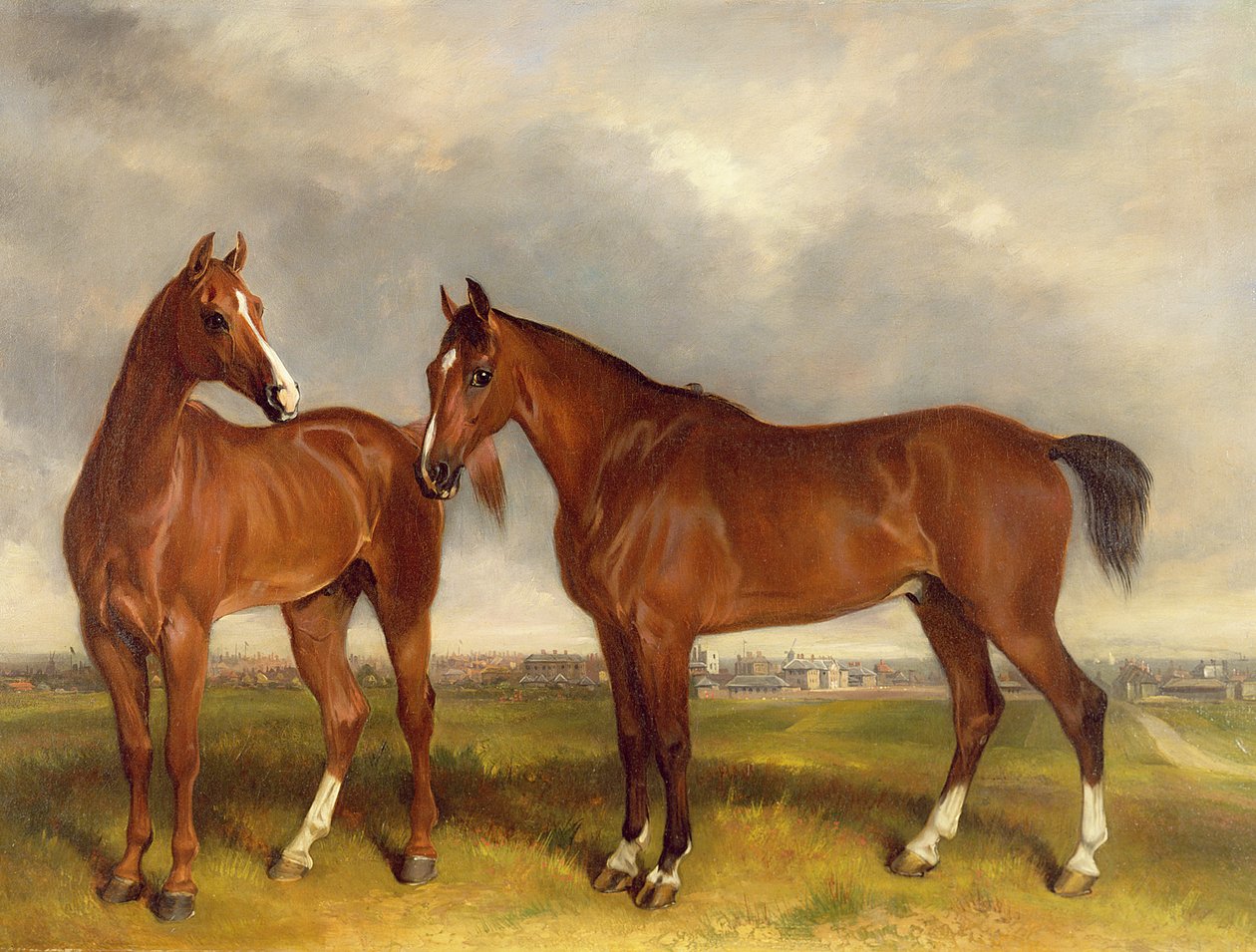 Caçadores em um paddock, uma cidade além de Henry Calvert
