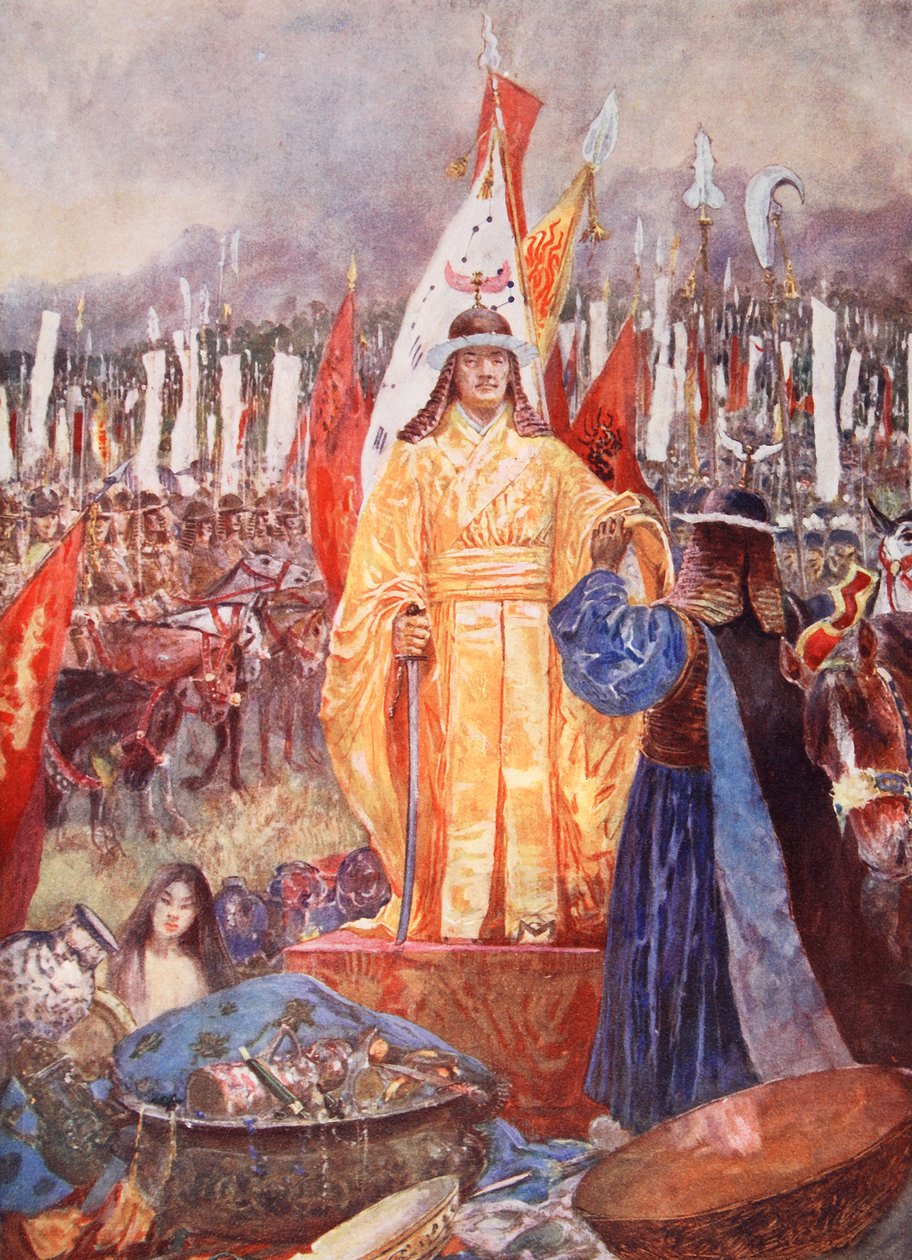 O Grande Marechal Proclamado Imperador no Campo de Batalha, ilustração de &39;Hutchinsons História das Nações&39;, c.1920 de Henry Charles Seppings Wright