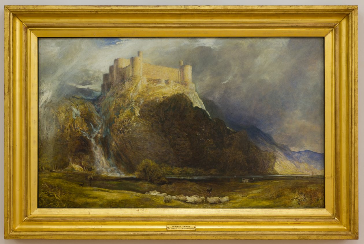 Harlech Castle, Four Square to the Winds that Blow, c.1894 (óleo sobre tela) de Henry Clarence Whaite