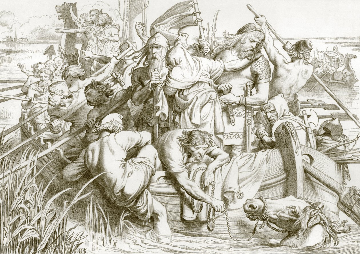 Como Hereward partiu de Ely e como matou a égua andorinha (gravura) de Henry Courtney (after) Selous