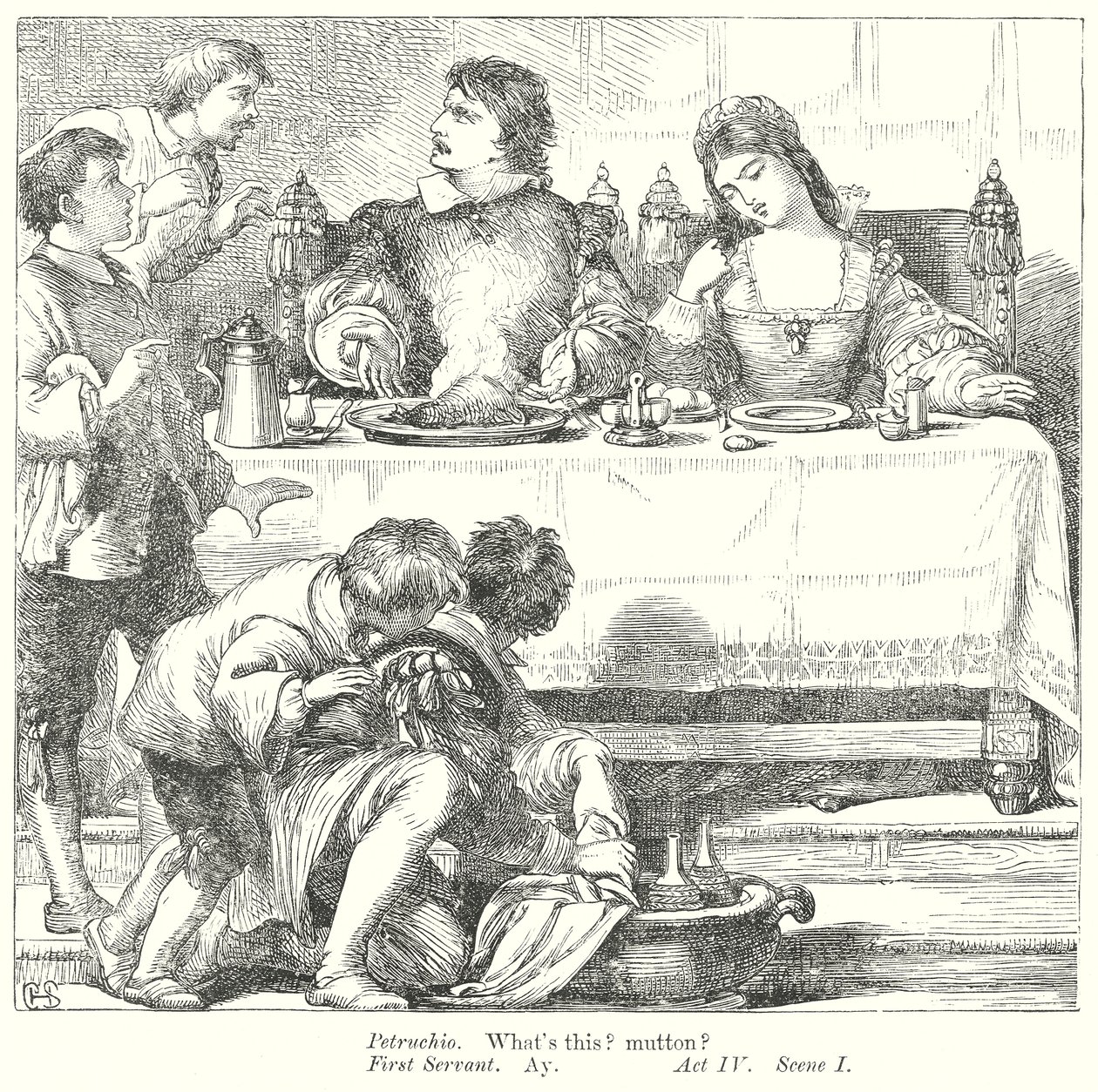 A Megera Domada (gravura) de Henry Courtney (after) Selous