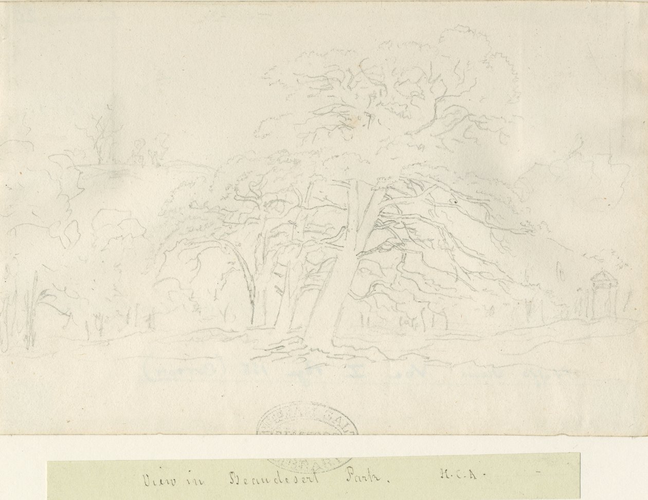 Beaudesert Park: desenho a lápis, nd [1788-1855] de Henry Curzon Allport