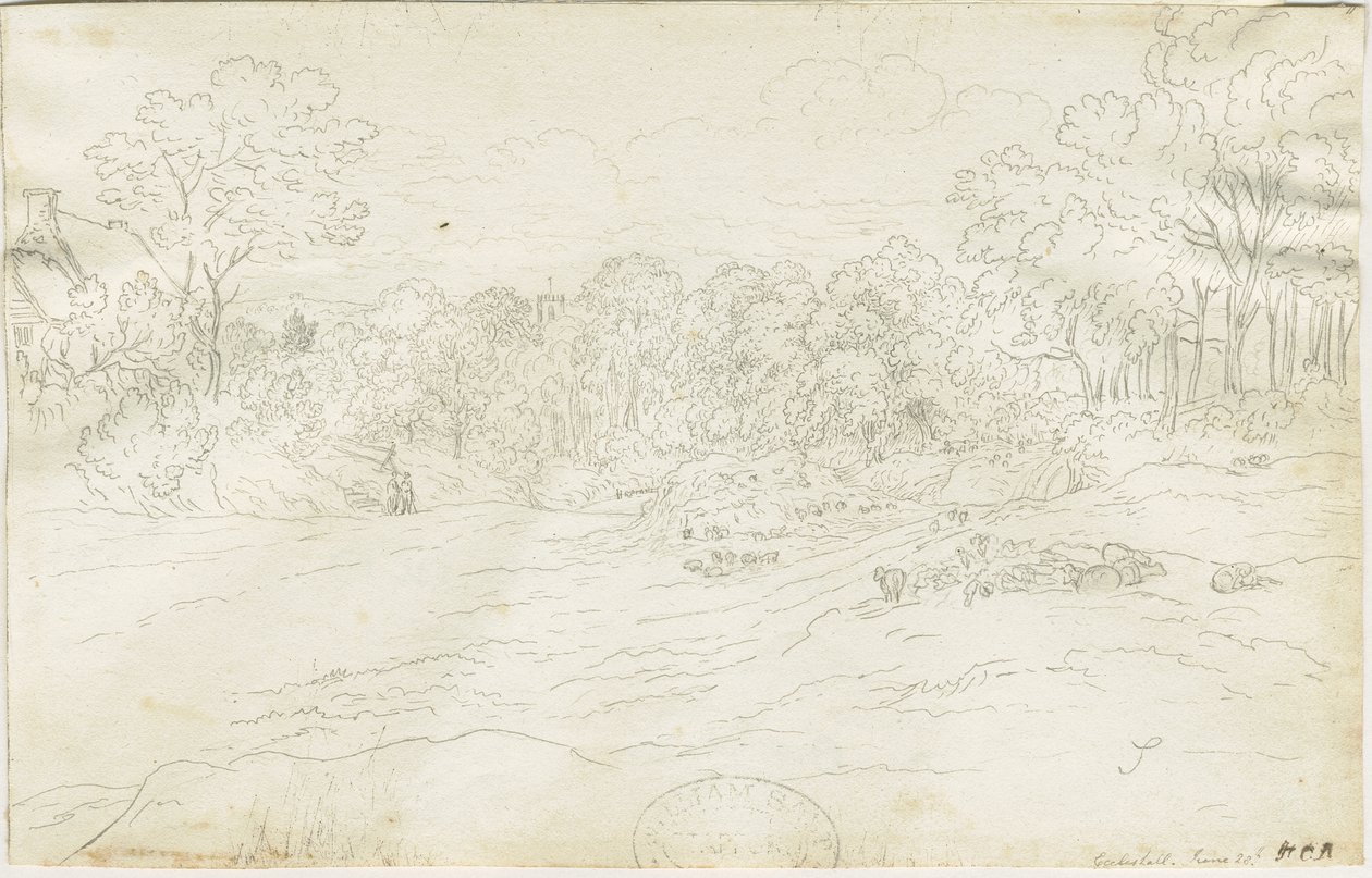 Eccleshall Village: desenho a caneta, nd [1788-1855] (desenho) de Henry Curzon Allport