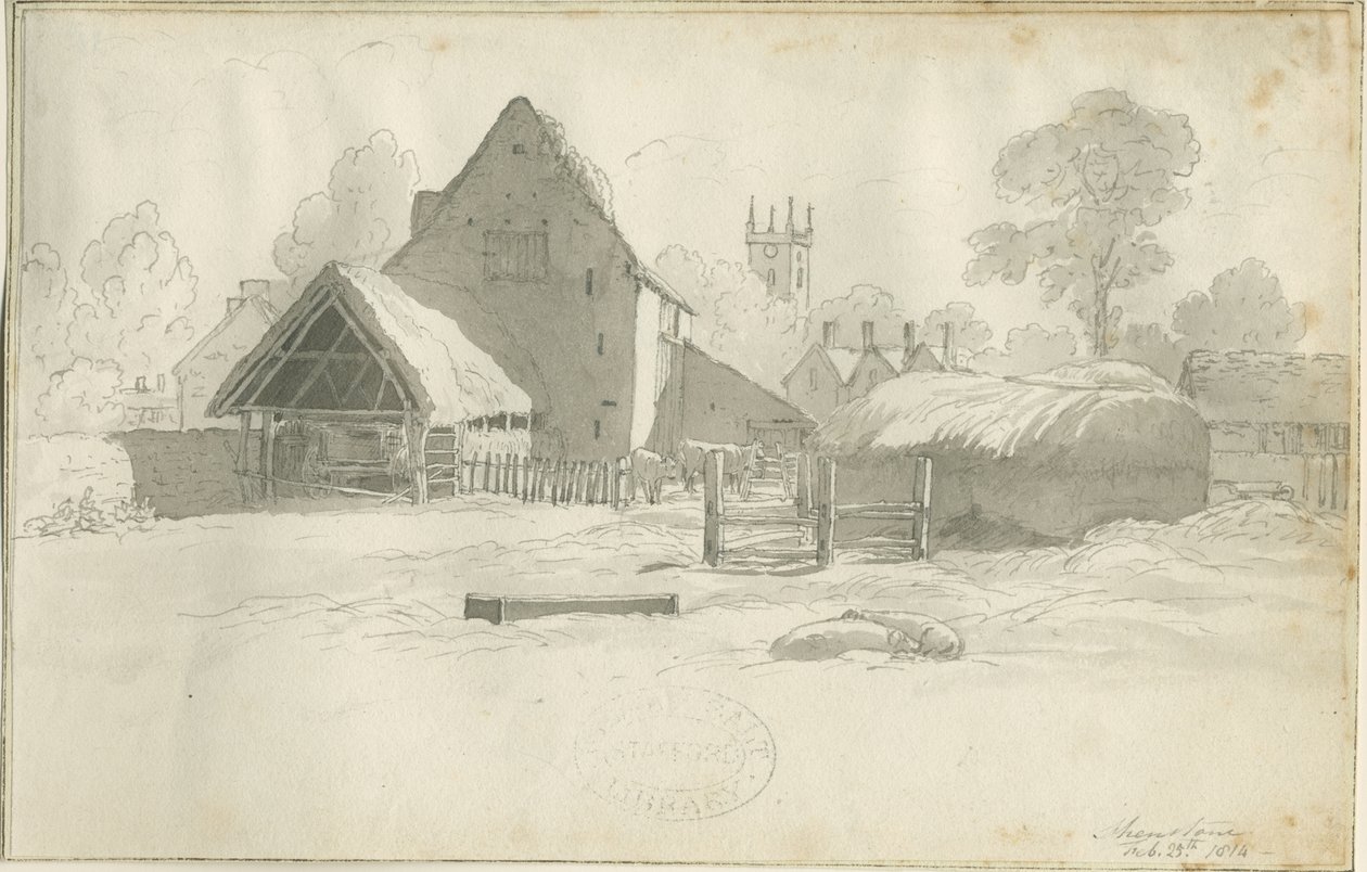 Shenstone - Farm: desenho sépia, nd [1788-1855] (desenho) de Henry Curzon Allport