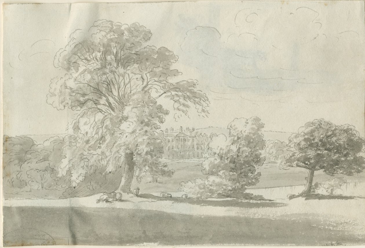 Shenstone - Little Aston Hall: caneta e desenho de lavagem, nd [1788-1855] (desenho) de Henry Curzon Allport