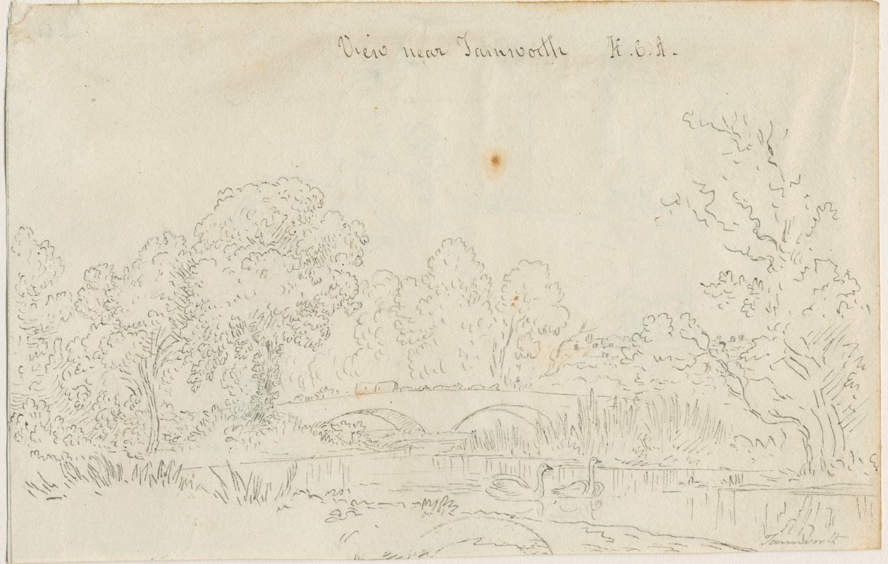 Tamworth - Bridge: desenho a caneta, nd [1788-1855] de Henry Curzon Allport