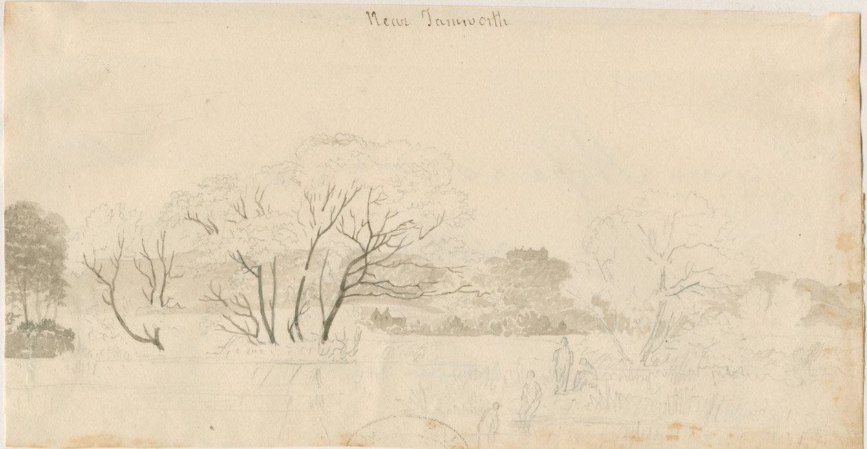 Tamworth - Vista distante: desenho a lápis, nd [1788-1855] (desenho) de Henry Curzon Allport
