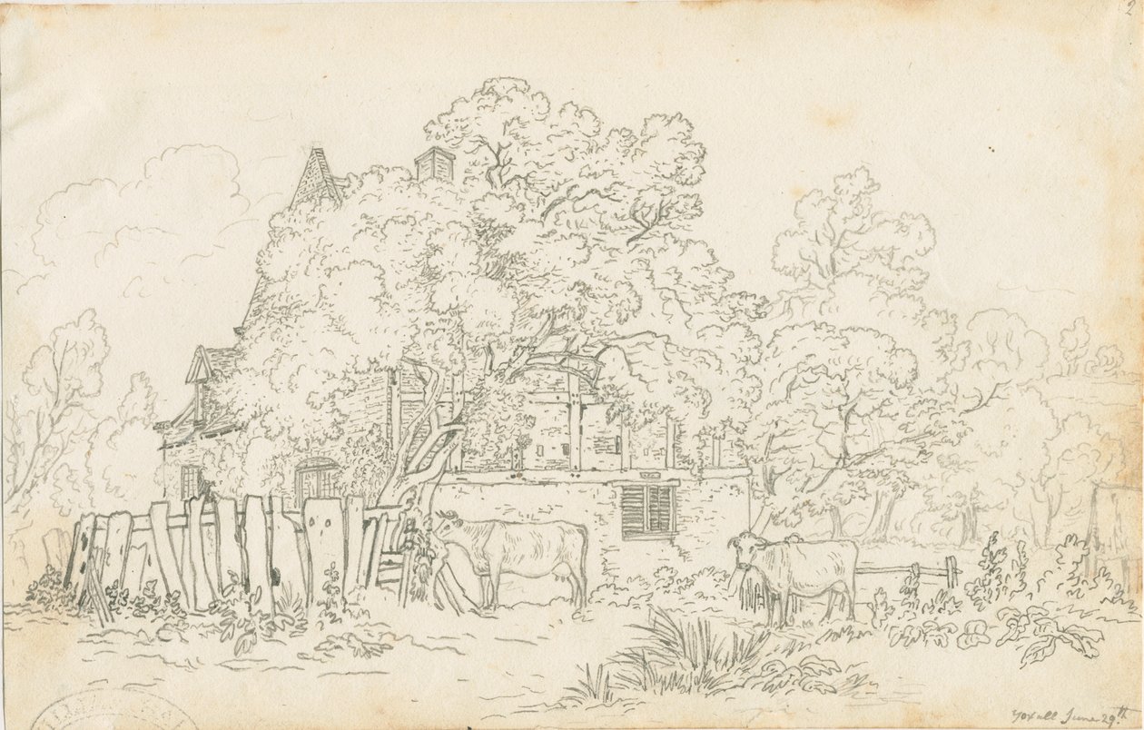 Yoxall - Old Farm House: desenho a lápis, nd [c 1815] de Henry Curzon Allport