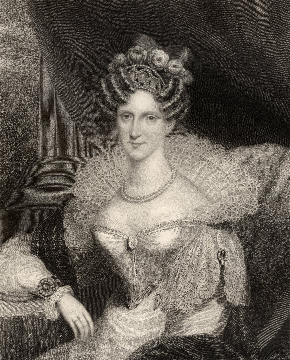 Princesa Adelaide de Saxe-Coburg Meiningen, gravada por HR Cook (fl.1813-47), de &39;National Portrait Gallery, volume IV&39;, publicada c.1835 de Henry Dawe