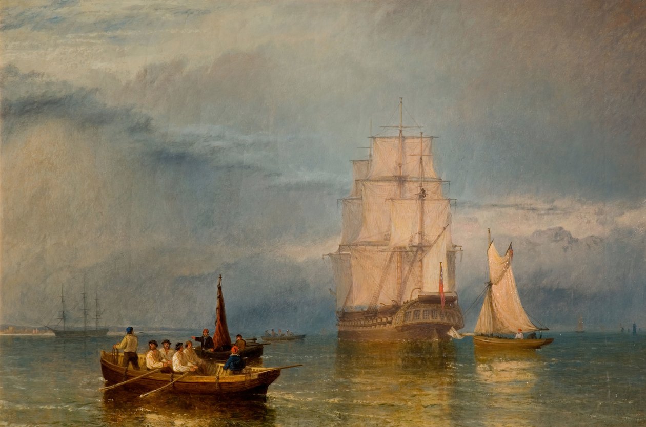 No Porto - A Calma, 1856. de Henry Dawson