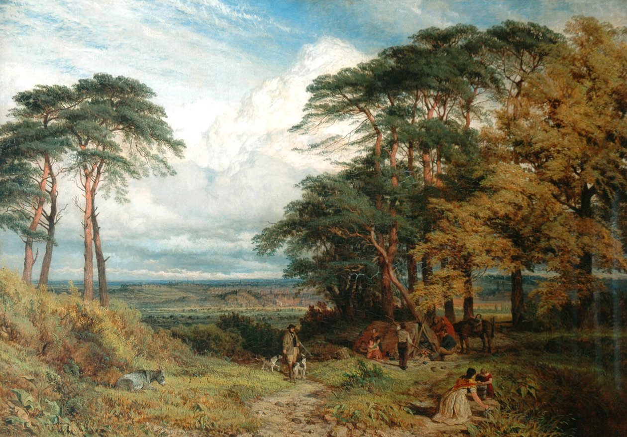 Acampamento do cigano e Nottingham de Wilford Hill, 1853 de Henry Dawson
