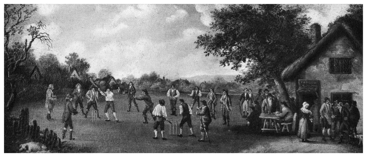 Uma partida de críquete do país, século XIX, 1912. de Henry Dixon