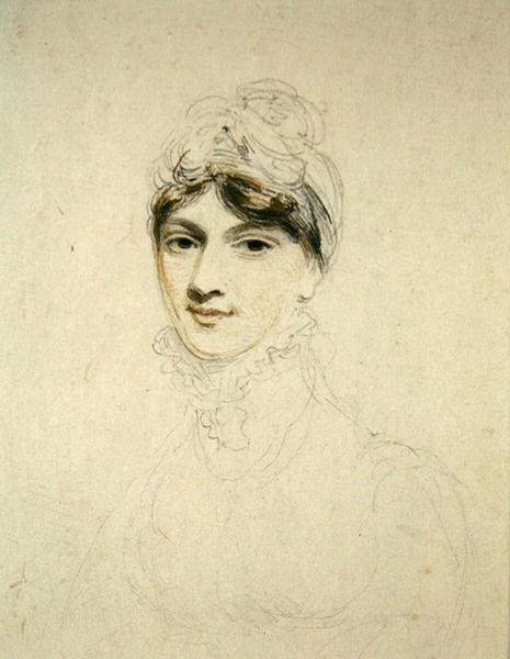 Retrato de uma jovem senhora (lápis e aguarela sobre papel) de Henry Edridge