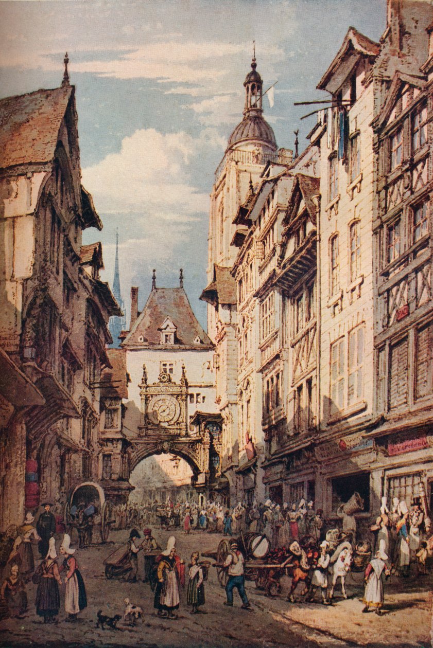 Rue De La Grosse Horloge, Ruão, 1821 de Henry Edridge