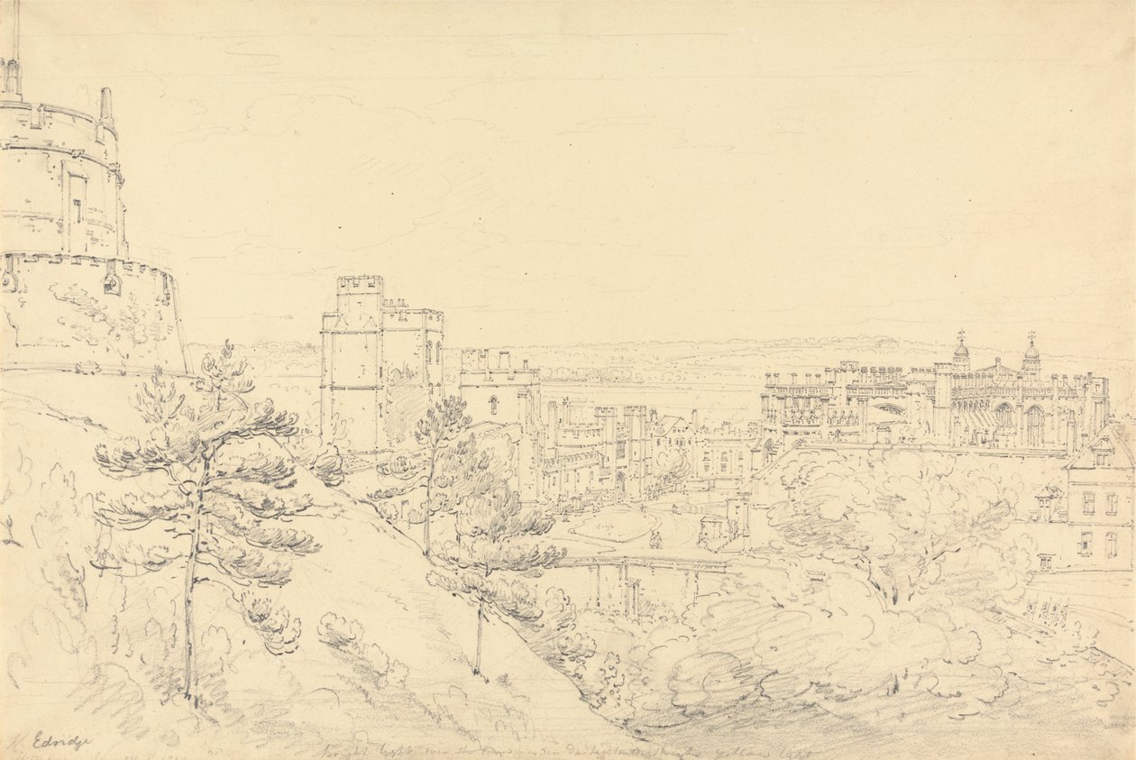 Castelo de Windsor da Glacis da Torre Redonda de Henry Edridge