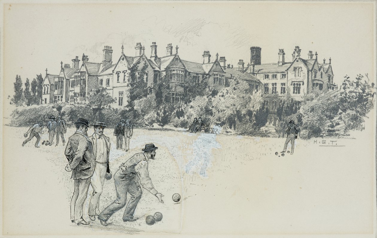 Cheadle Asylum a partir do Bowling Green de Henry Edward Tidmarsh