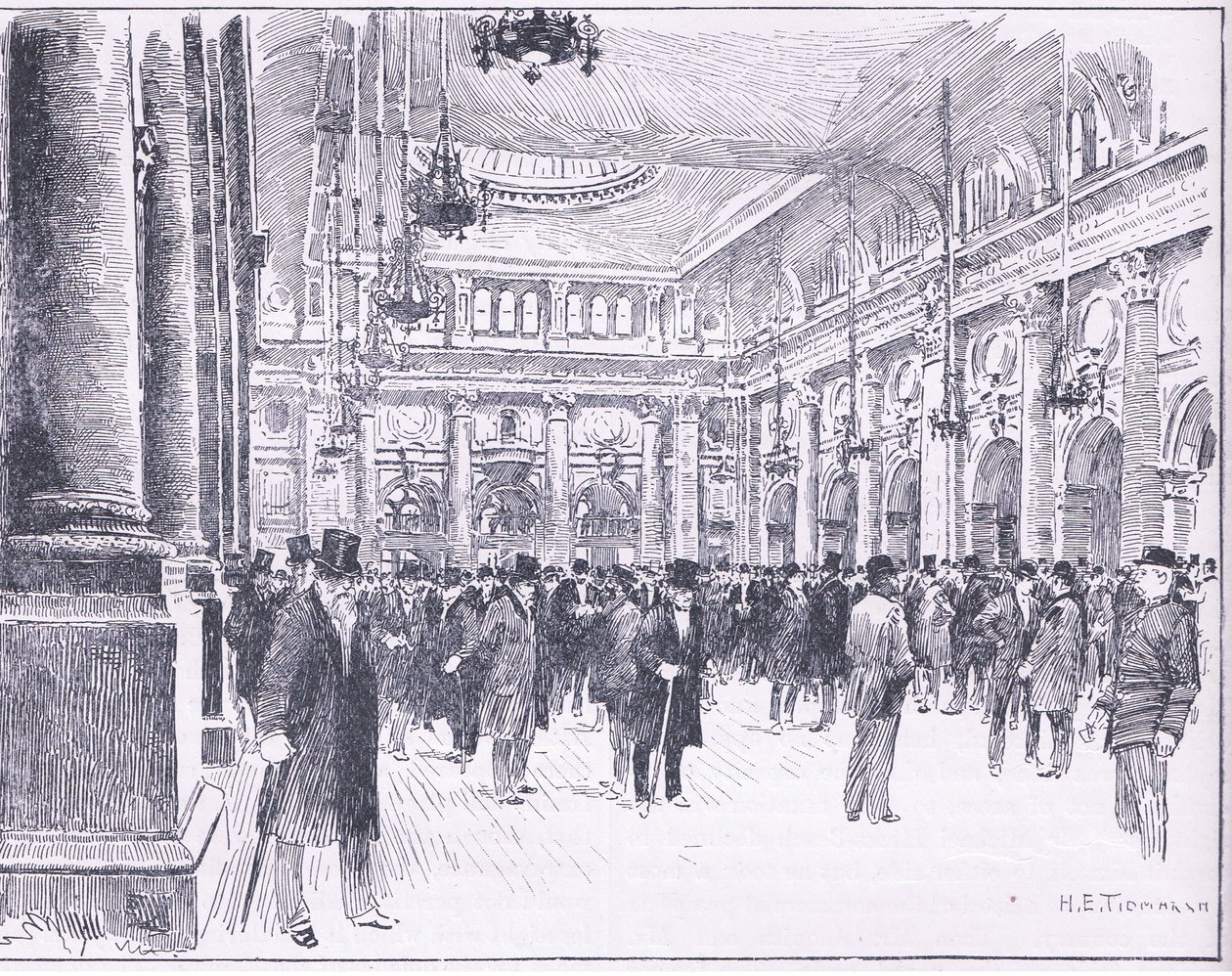Dentro, a, real, câmbio, em, manchester, ilustração, fromCassells, história, de, inglaterra, 1900s de Henry Edward Tidmarsh