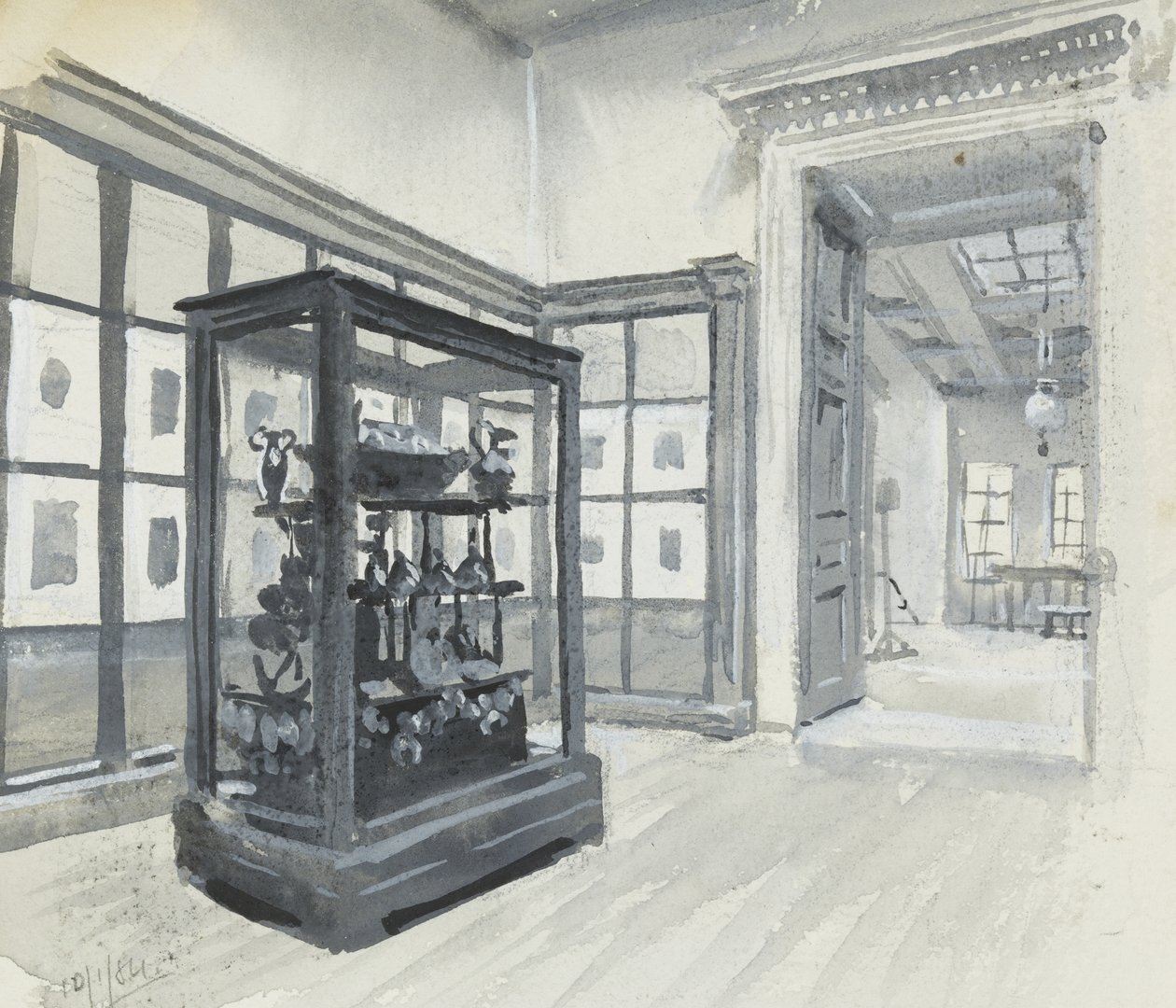 Vista interior do Museu Britânico mostrando a galeria de gravuras de Henry Edward Tidmarsh