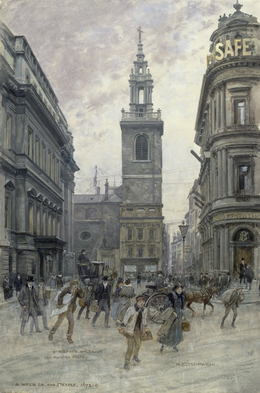 Walbrook e mansão de St. Stephen, cerca de 1895 de Henry Edward Tidmarsh