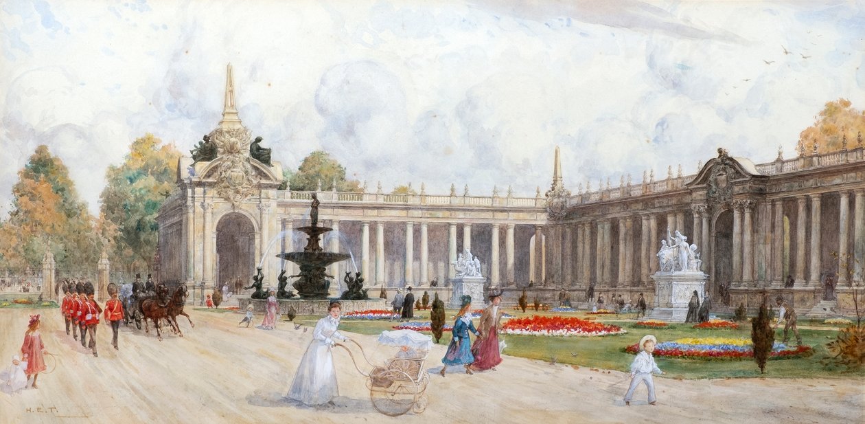 O Jardim Público (aguarela) de Henry Edward Tidmarsh
