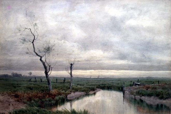 Pântanos costeiros (aguarela) de Henry Farrer