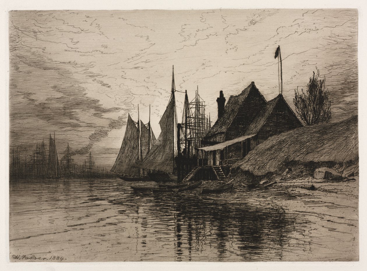 Noite, porto de Nova Iorque de Henry Farrer