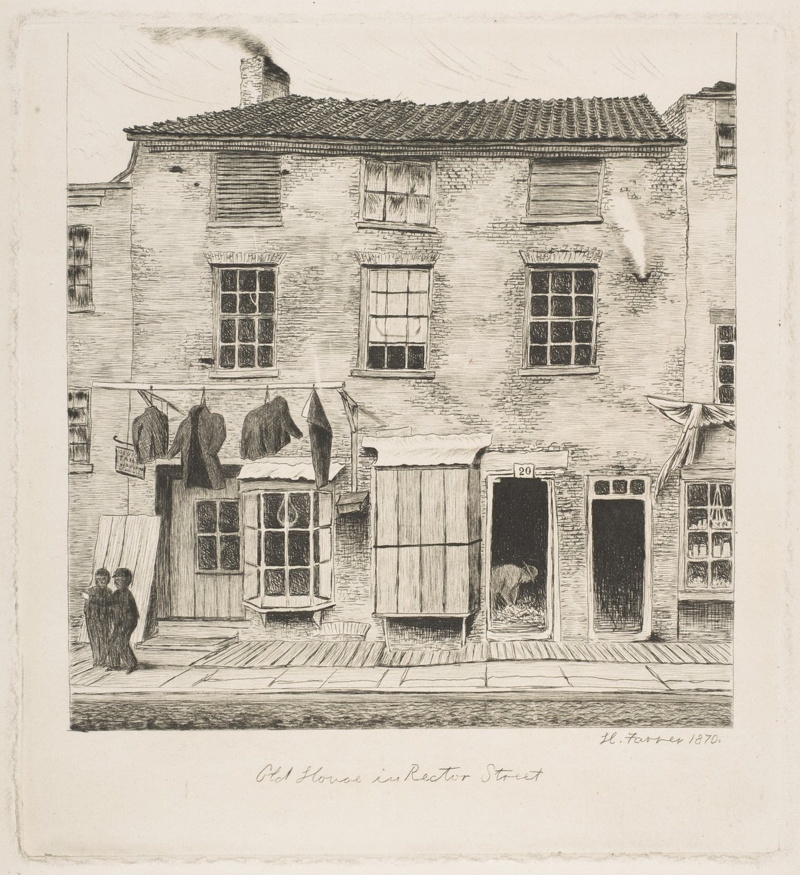 Casa antiga na Rector Street, de «Cenas da velha Nova Iorque» de Henry Farrer