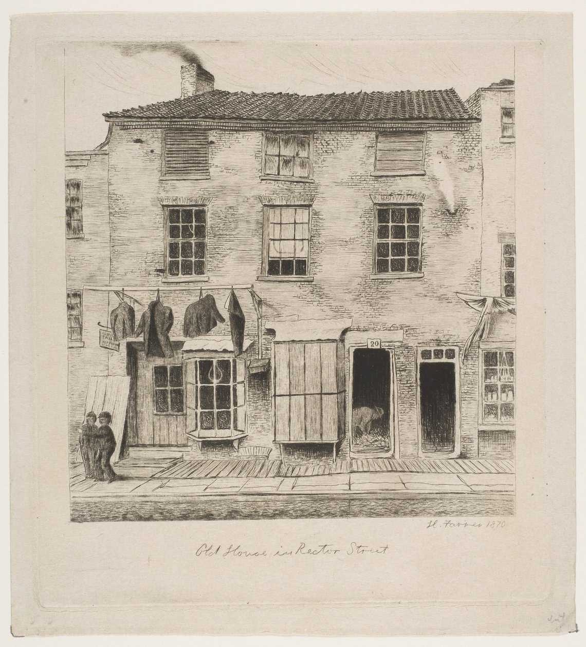 Casa velha na rua do reitor das cenas de New York velho, 1870. de Henry Farrer
