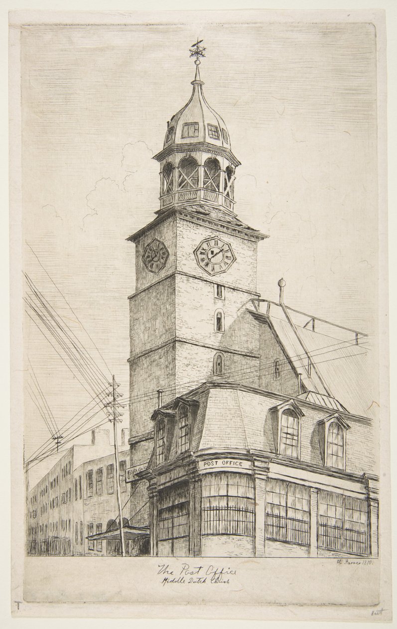 Os correios, Middle Dutch Church, de «Cenas da antiga Nova Iorque» de Henry Farrer