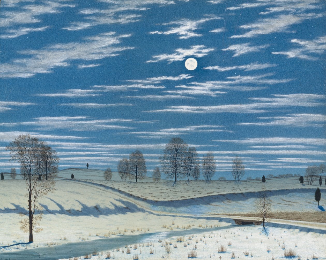 Cena de inverno no luar, 1869. de Henry Farrer