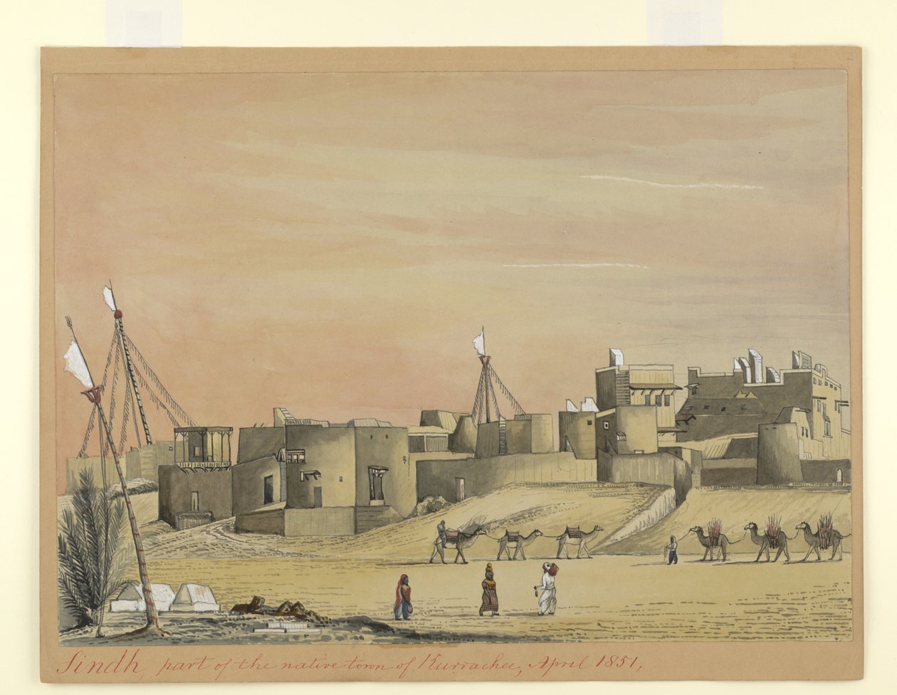 Parte da cidade nativa de Kurachee (Karachi), abril de 1851 (aquarela sobre papel) de Henry Francis Ainslie