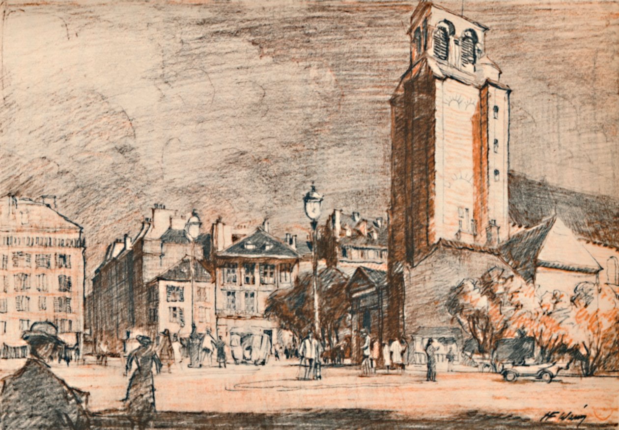 St. Germain Des Pres No bairro antigo., C1927, 1927 de Henry Franks Waring