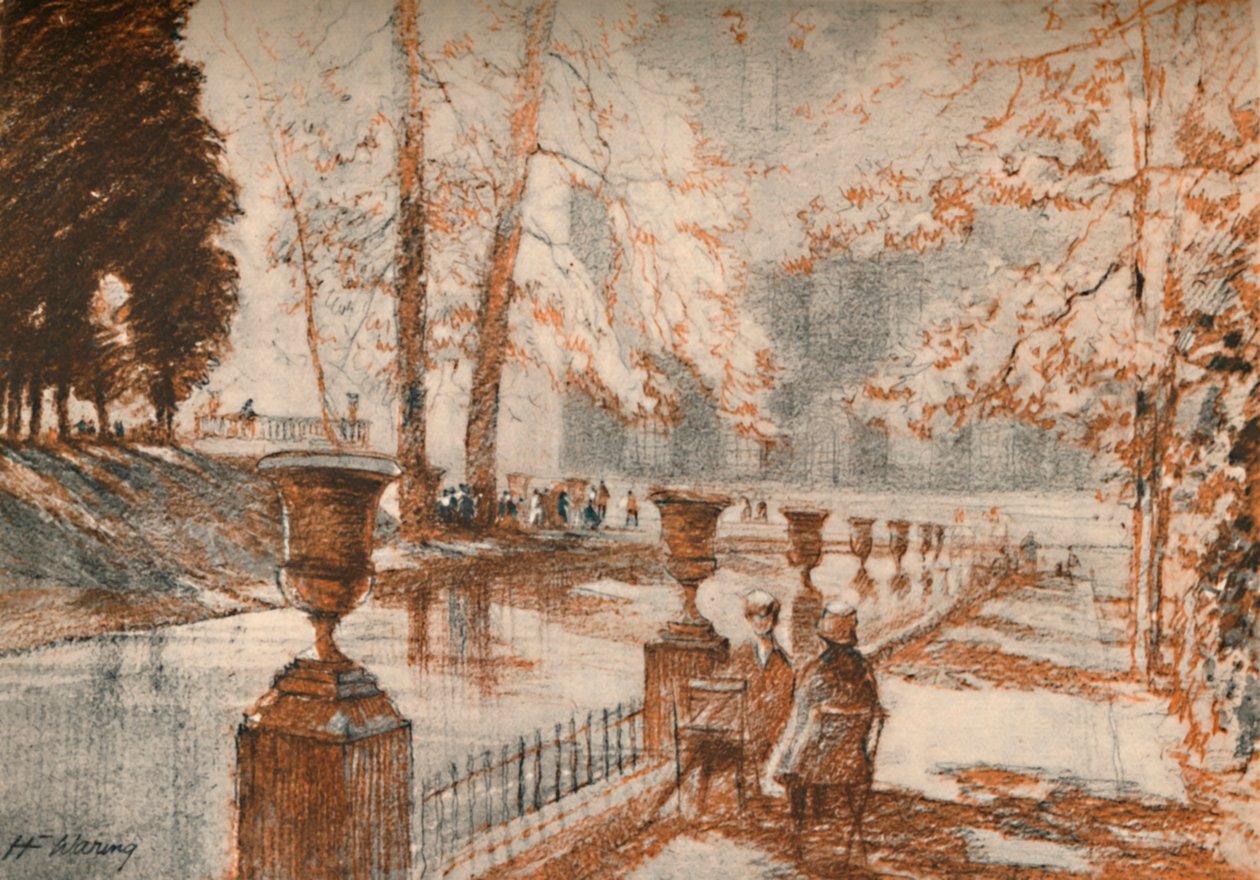 O Luxemburgo Paris adora árvores e crianças., C1927, 1927 de Henry Franks Waring