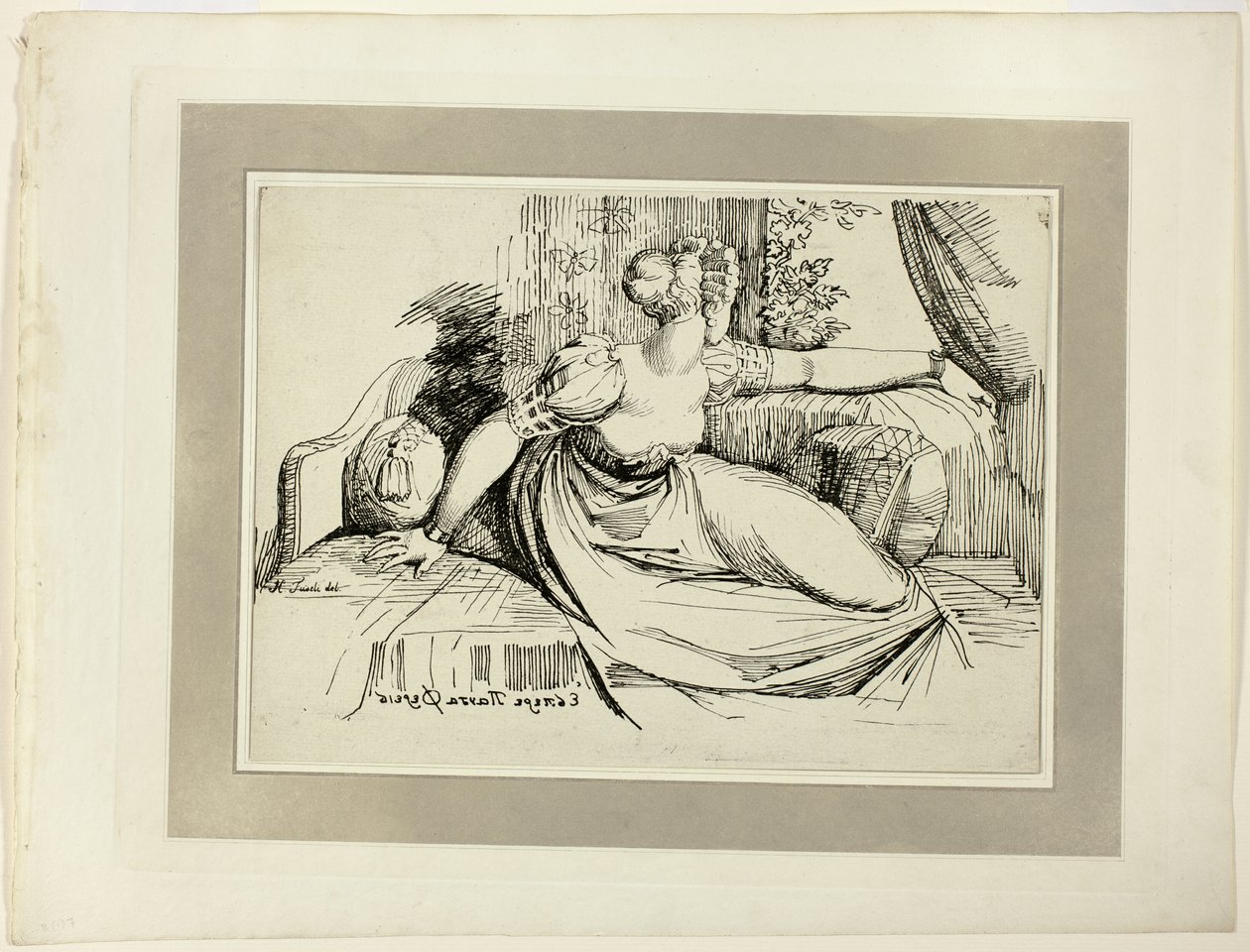 A Woman Sitting by the Window (“Evening Thou Bringest All”), da primeira edição de Specimen of Polyautography de Johann Heinrich Füssli
