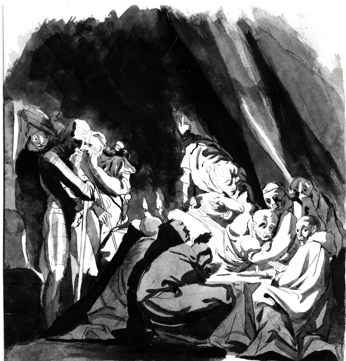 Morte do Cardeal Beaufort, ilustração de &39;Henry VI&39; de Shakespeare, 1772 (caneta, tinta e papel) de Johann Heinrich Füssli