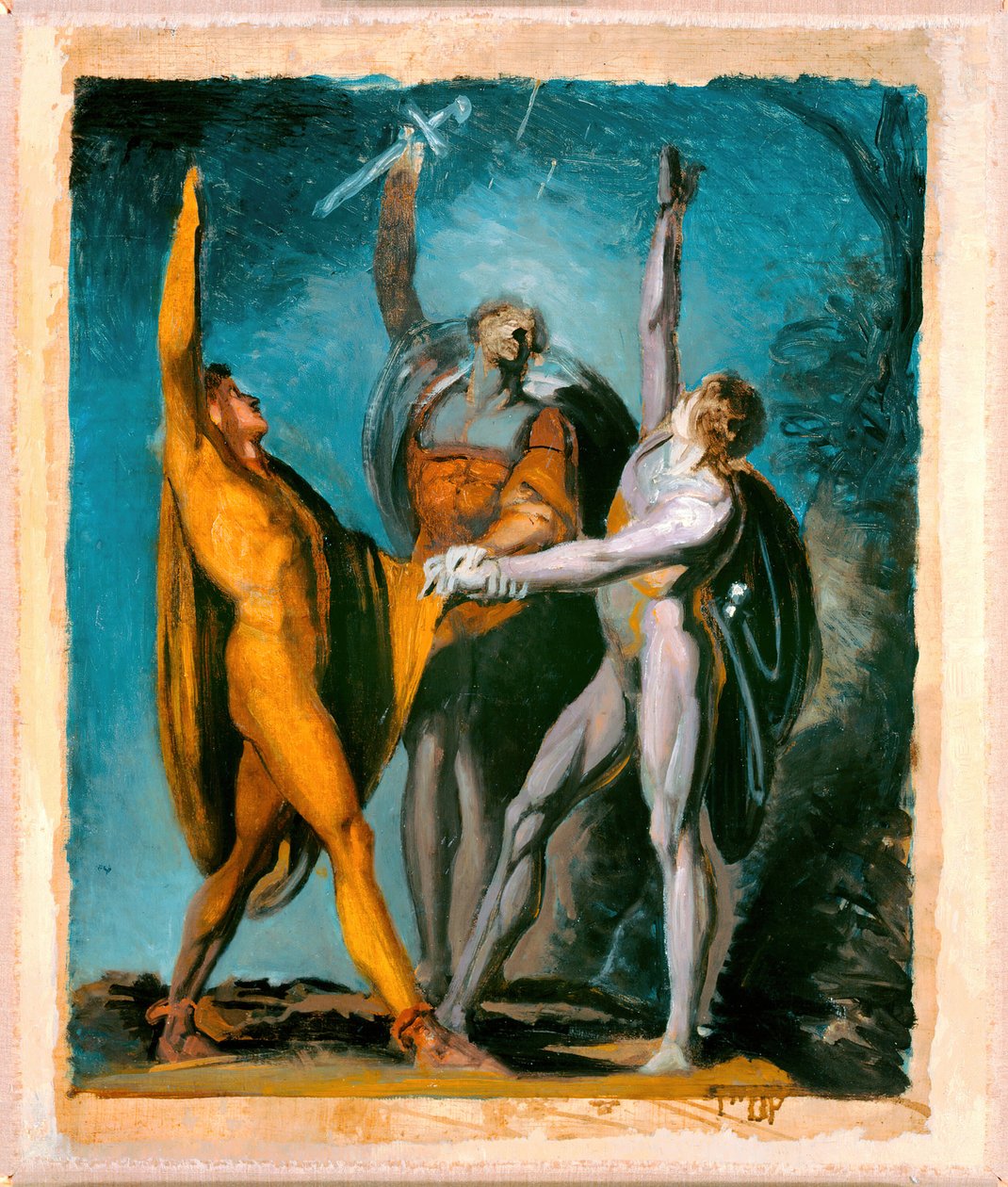 Esboço para juramento no Rütli, verso da figura feminina, 177981, 178590 verso. de Johann Heinrich Füssli