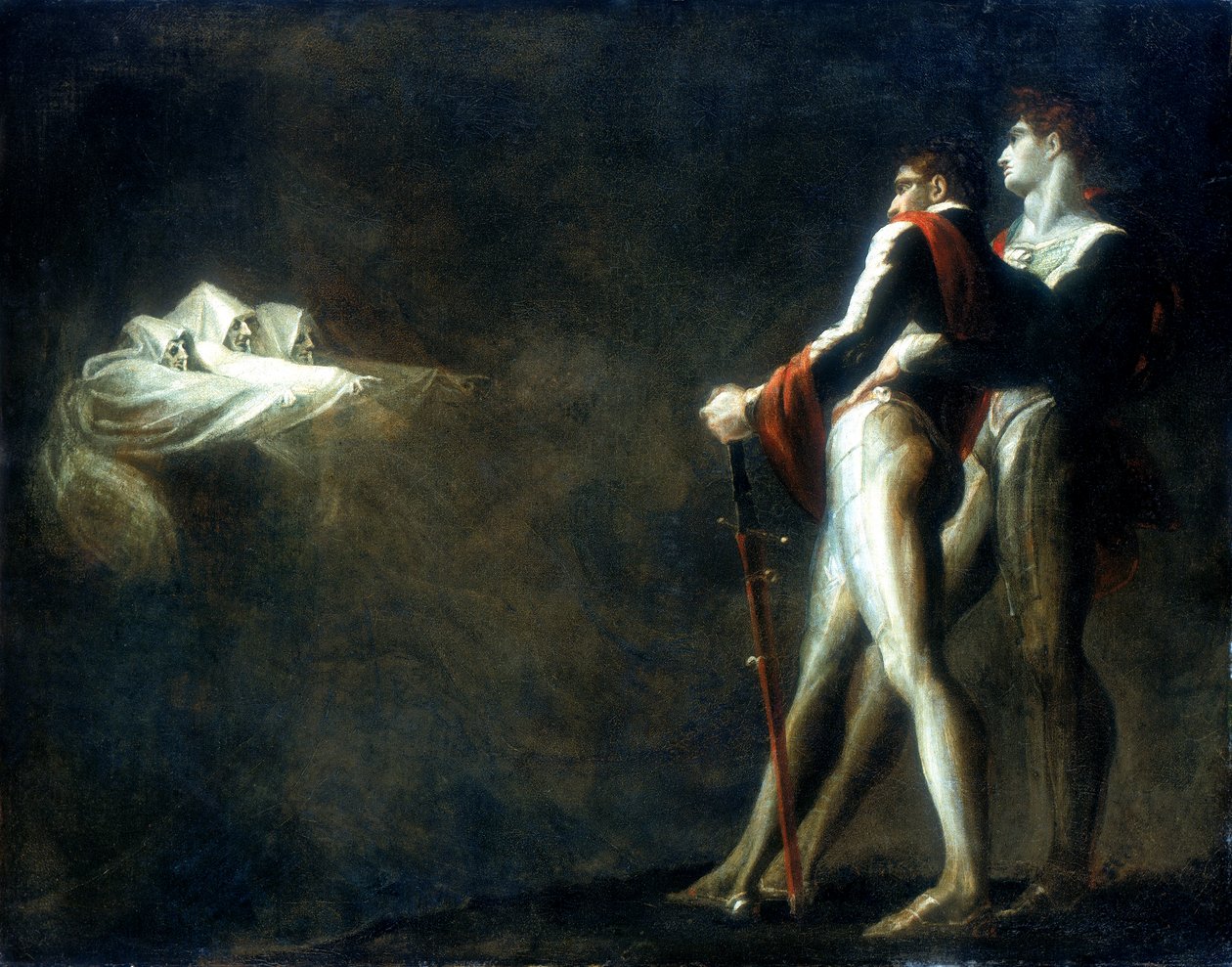 As três bruxas que aparecem em Macbeth e Banquo, final do século XVIII de Johann Heinrich Füssli
