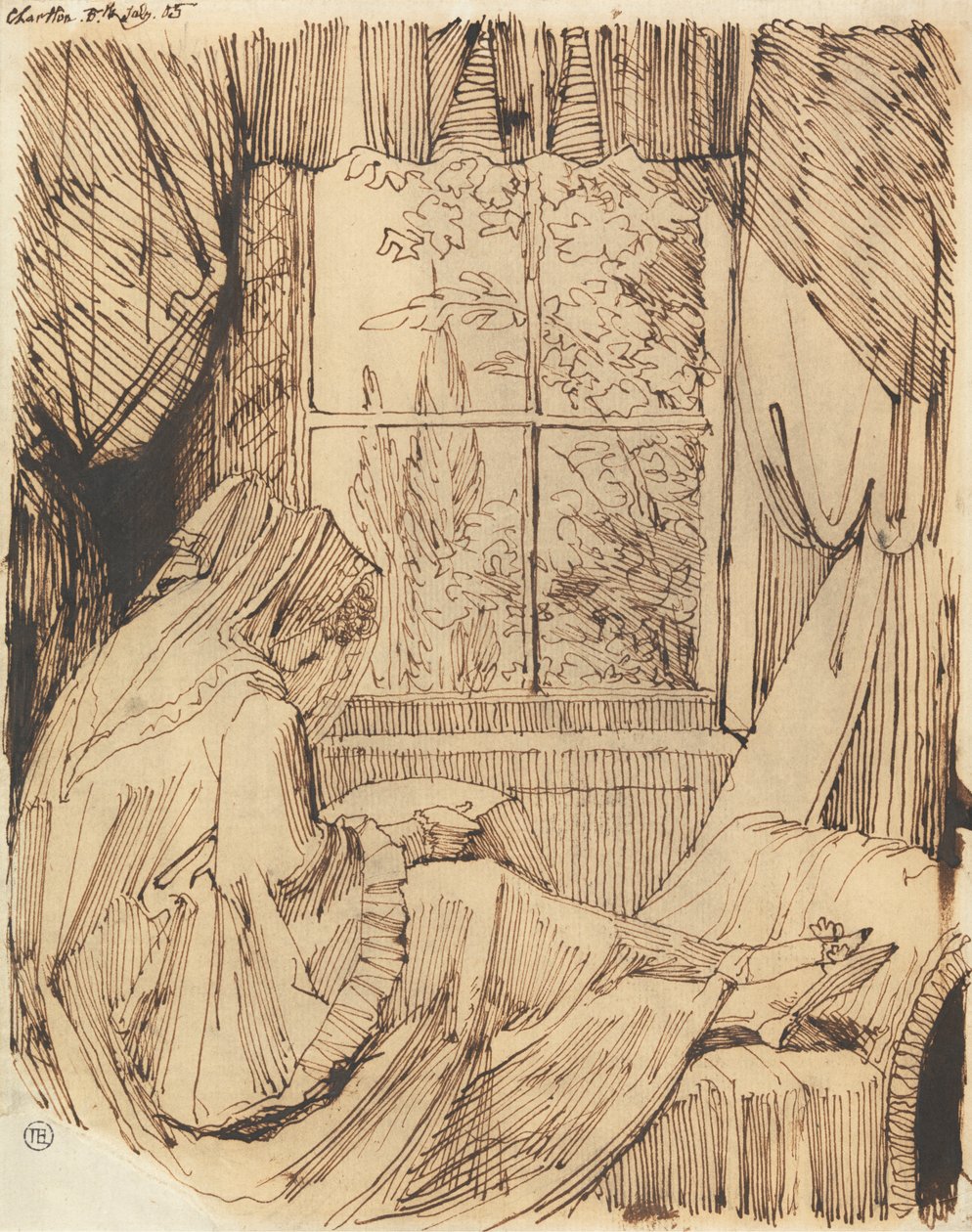 Leitura da mulher, sentada diante de uma janela de Johann Heinrich Füssli