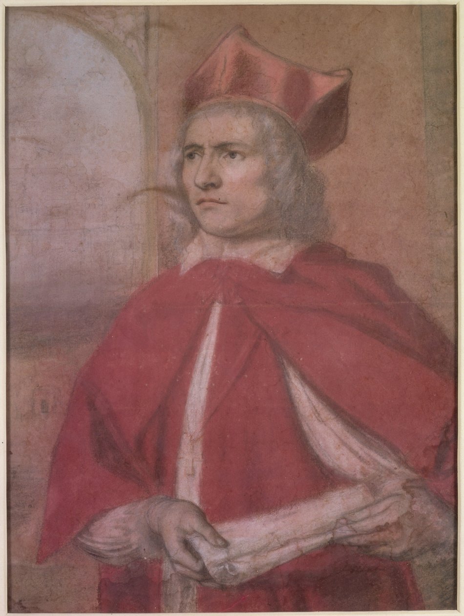 Retrato de Henry Harris como o Cardeal Wolsey, do século XVII (giz colorido sobre papel) de Henry Greenhill
