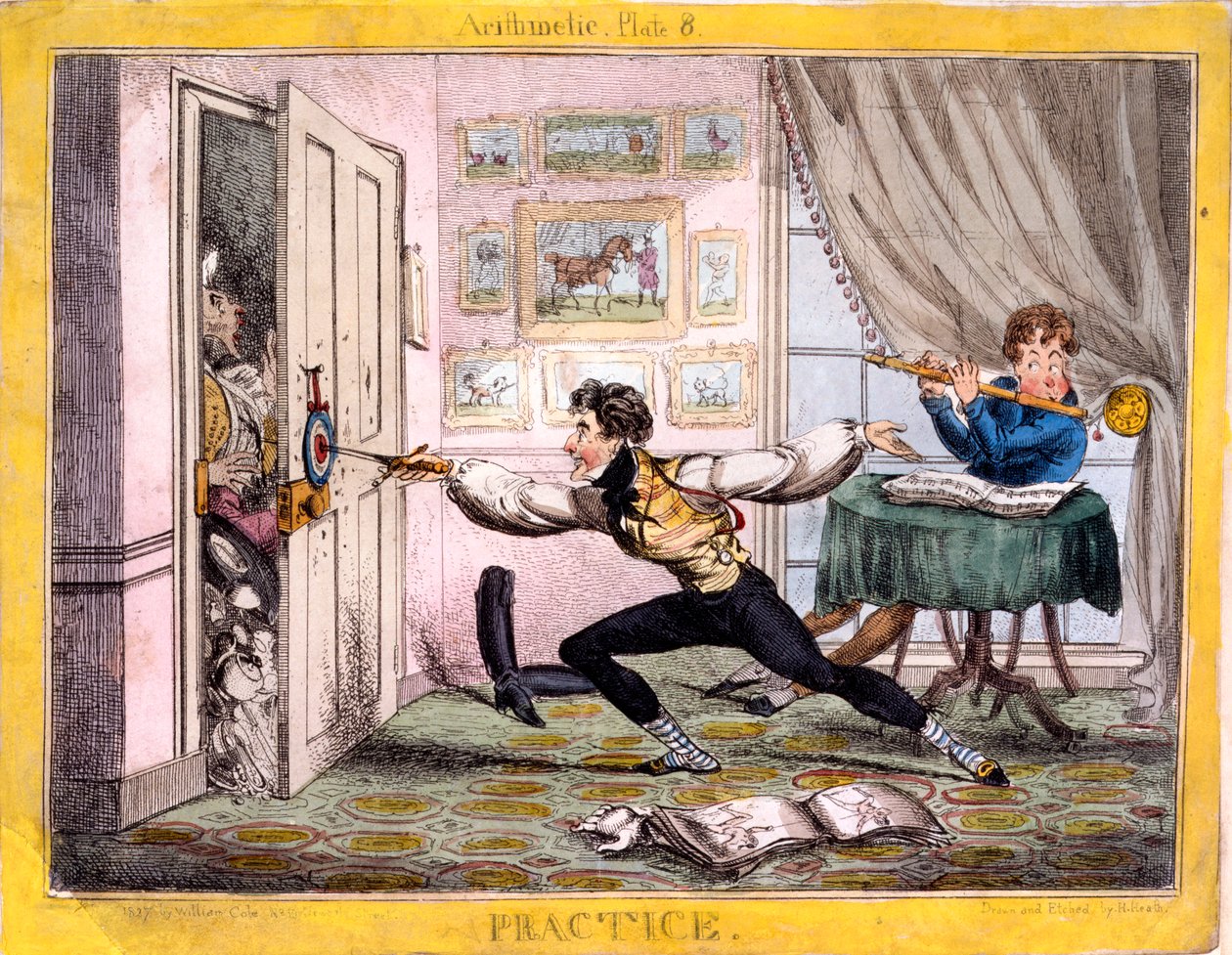 Prática, 1827 (gravura à mão colorida) de Henry Heath