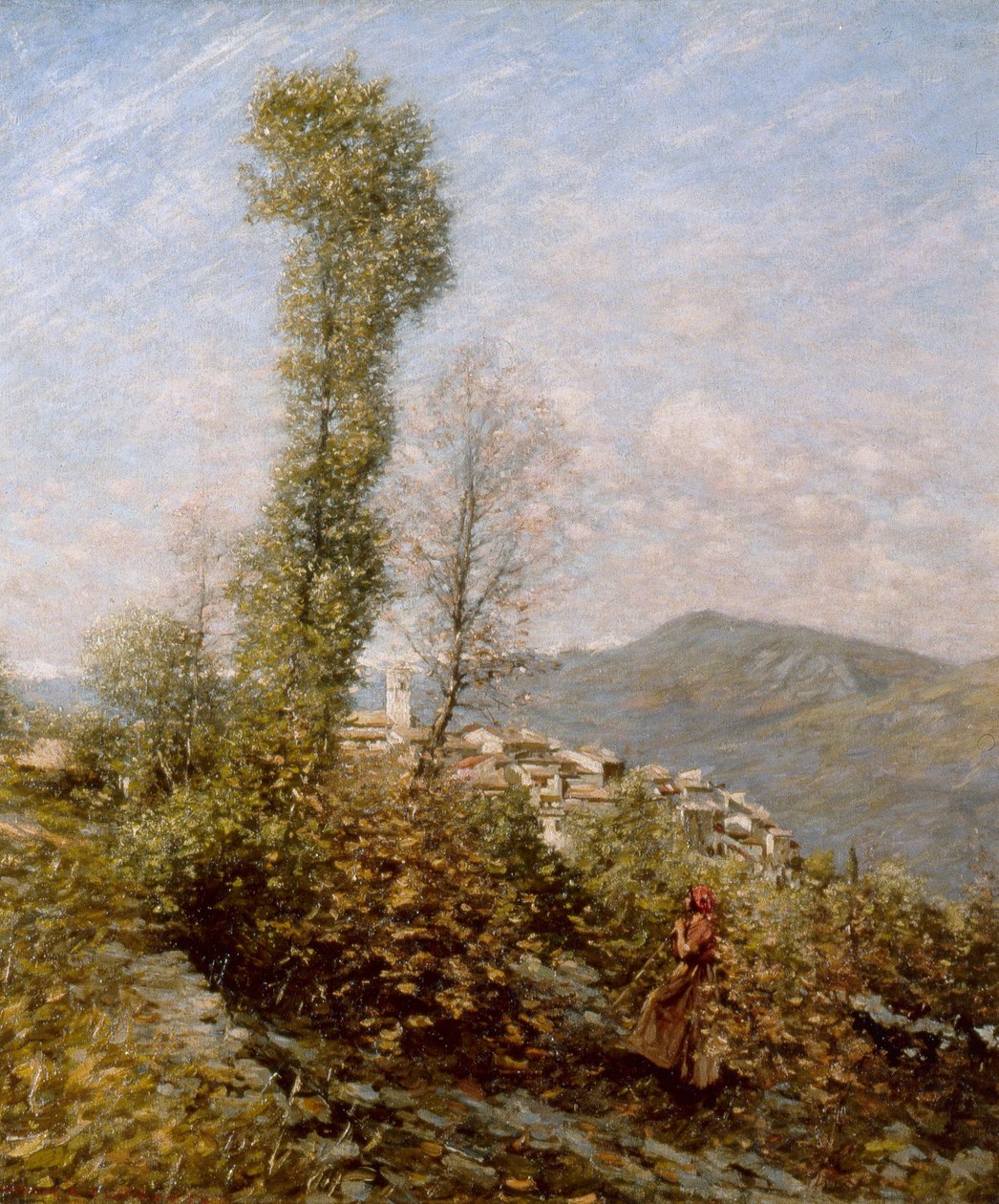 Uma aldeia numa encosta na Provença, c.1910-14 (óleo sobre tela) de Henry Herbert La Thangue