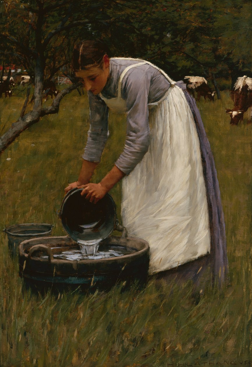 Regando as Vacas (óleo sobre tela) de Henry Herbert La Thangue