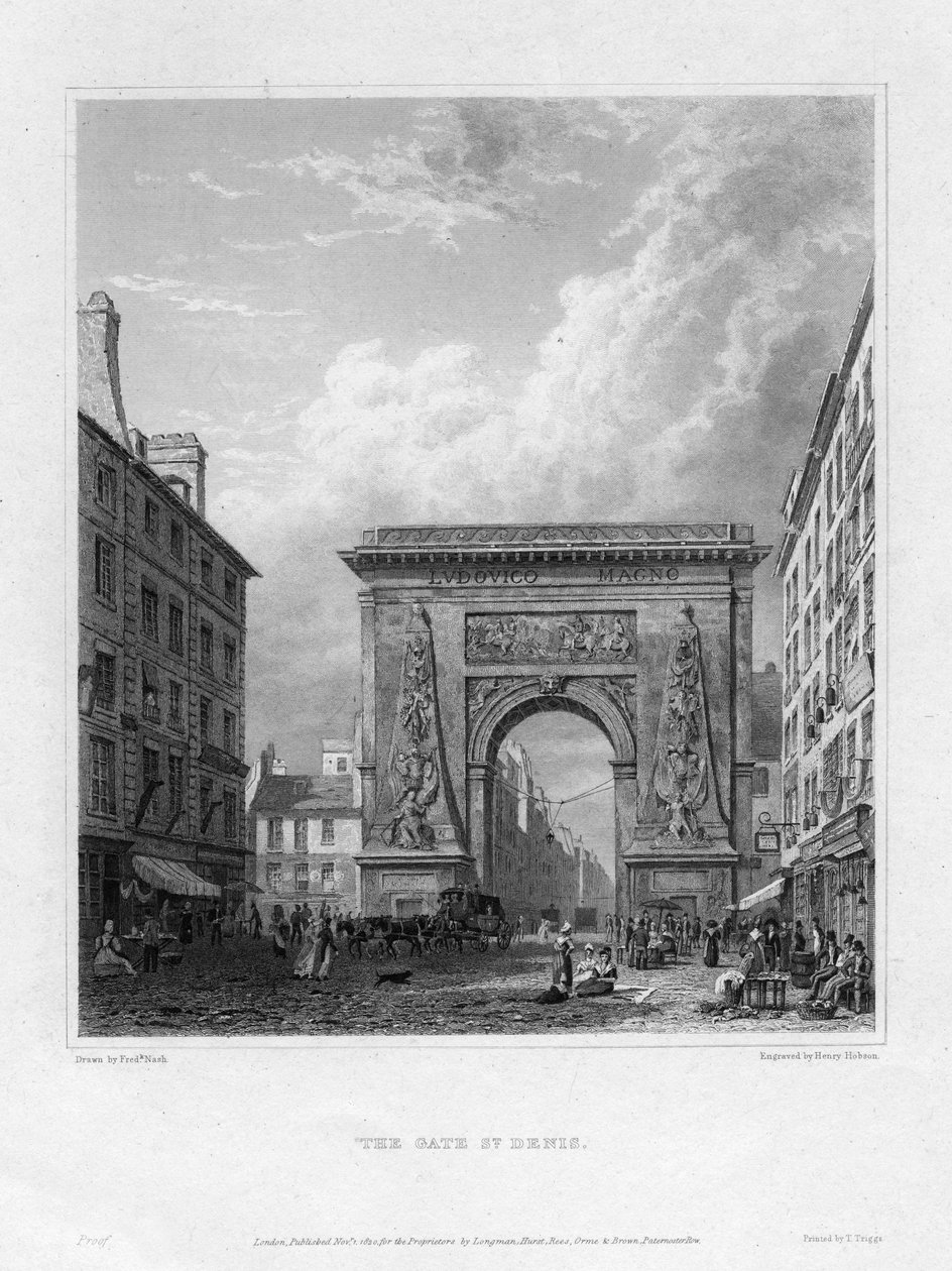 A Porte Saint-Denis, Paris, França, 1820 de Henry Hobson