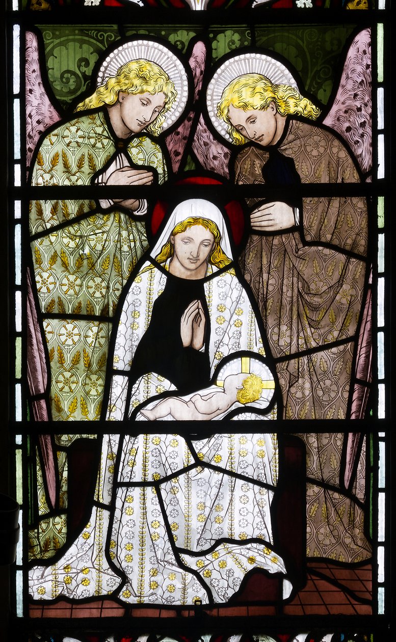 Anjos adorando Maria e o menino Jesus, c.1872 de Henry Holiday