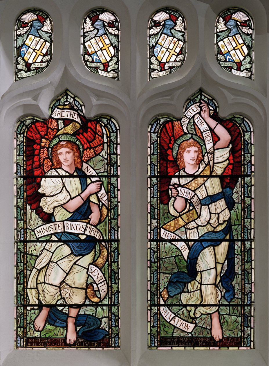 Grasmere, St Oswald, James Powell e filhos, Henry Holiday, ministrando anjos, 1893 de Henry Holiday