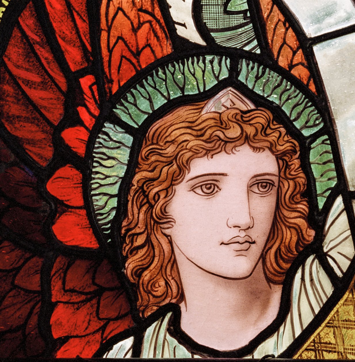 Grasmere, St Oswald, James Powell e filhos, Henry Holiday, ministrando anjos, detalhe, 1893 de Henry Holiday
