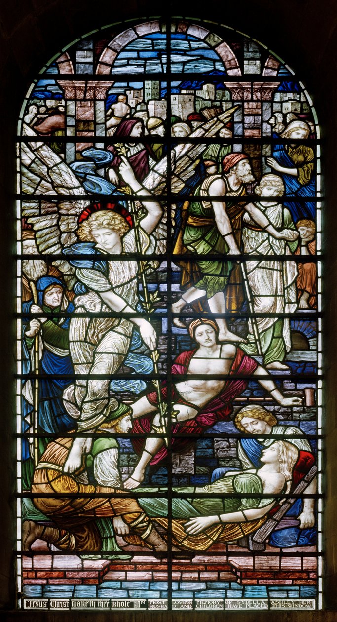 Abadia de Romsey, James Powell & filhos, feriado de Henry, a piscina de Bethesda, 1890 de Henry Holiday