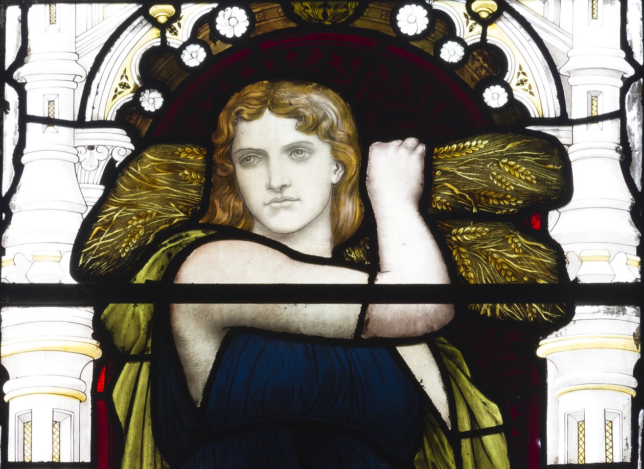 Rute com milho, detalhe, 1881-83 (vitral) de Henry Holiday