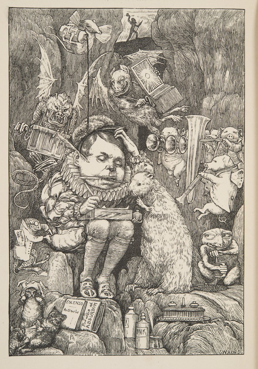 O Castor trouxe papel, pasta e canetas, de A Caça do Snark, uma Agonia em Oito Fits, de Lewis Carroll, pub. 1876 de Henry Holiday