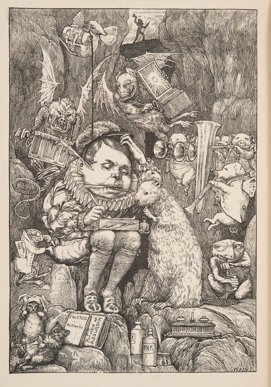 O Castor trouxe papel, portfólio e canetas, pub. 1876. de Henry Holiday